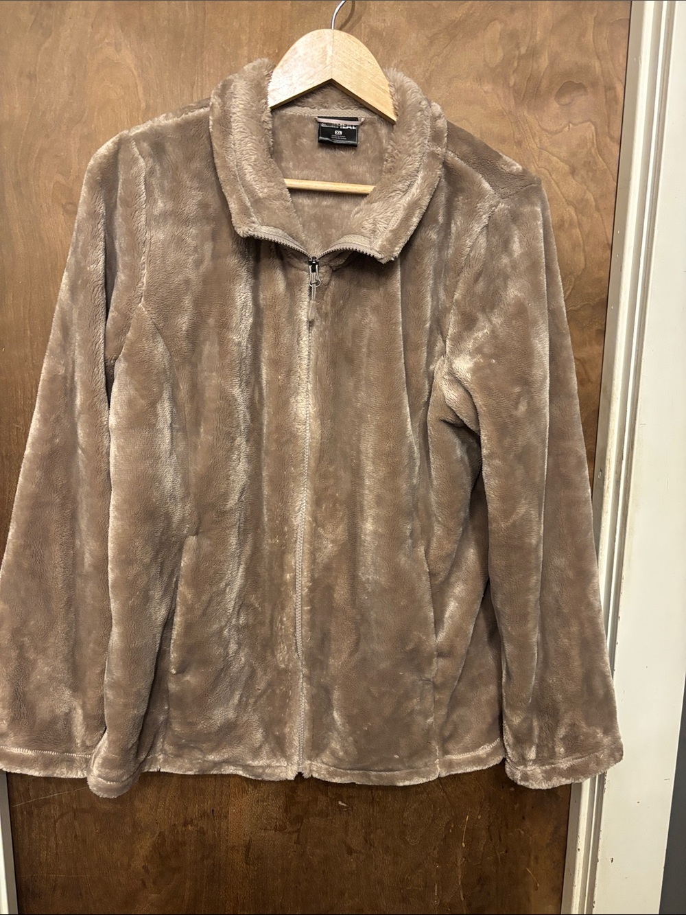 32 Degrees Plush Full-Zip Jacket in Taupe
